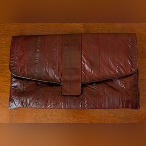 Vintage Oxblood/Burgundy Eel Skin Convertible Clutch/Purse Needs Strap